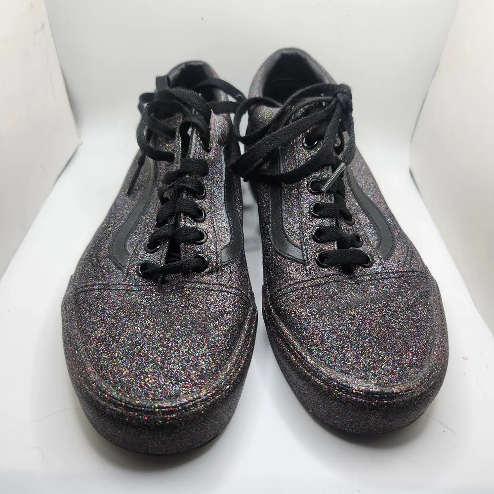 Vans Womens Size 9 Glitter Purple And Black Low Top Lace Up Sneakers Old Skool